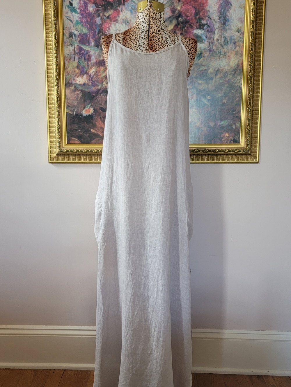 Laura Bianchi 100% Linen Side Slit Pockets Maxi Dresd